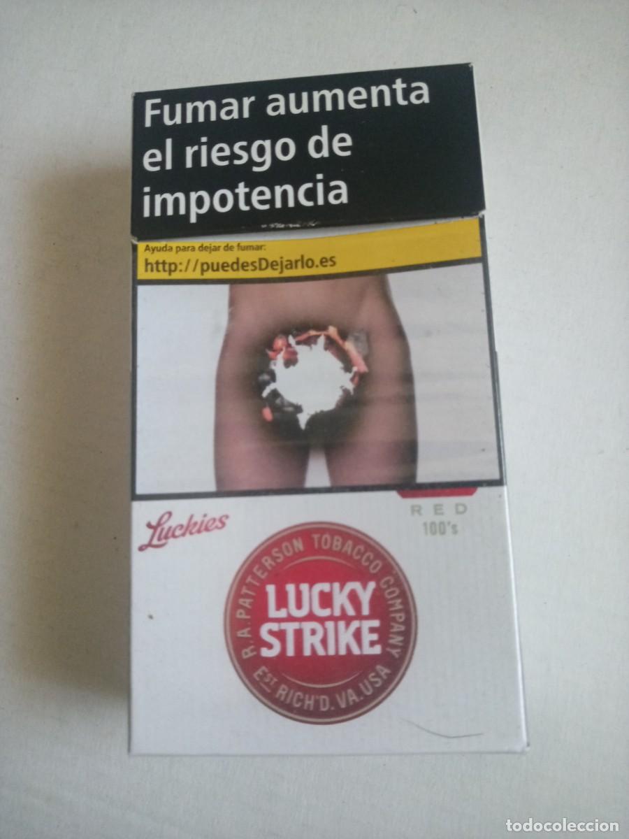 Paquetes de tabaco: Paquete/cajetilla de tabaco cigarrillos cigarros marca Lucky Strike red 100's. Luckies. Vac&iacute;o