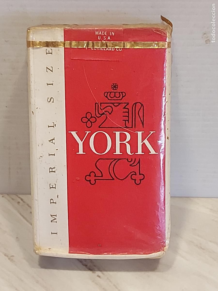 Paquetes de tabaco: ANTIGUA CAJETILLA DE TABACO | YORK IMPERIAL SIZE | CON PRECINTO | MADE IN USA | P. LORILLARD