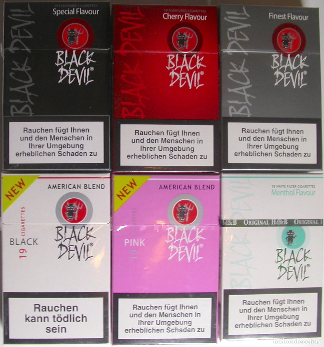 Paquetes de tabaco: Black Devil 6 unopened cigarette packs, sealed