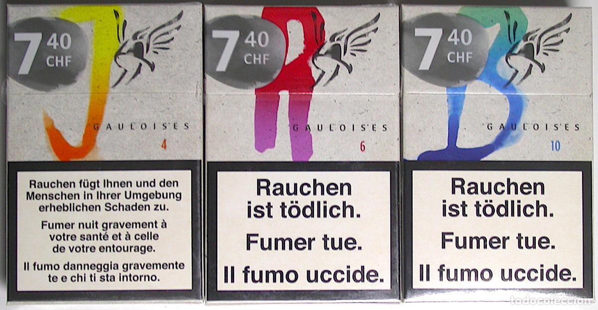 Paquetes de tabaco: Gauloises Blondes * Limited Edition * 3 unopened cigarette packs, sealed