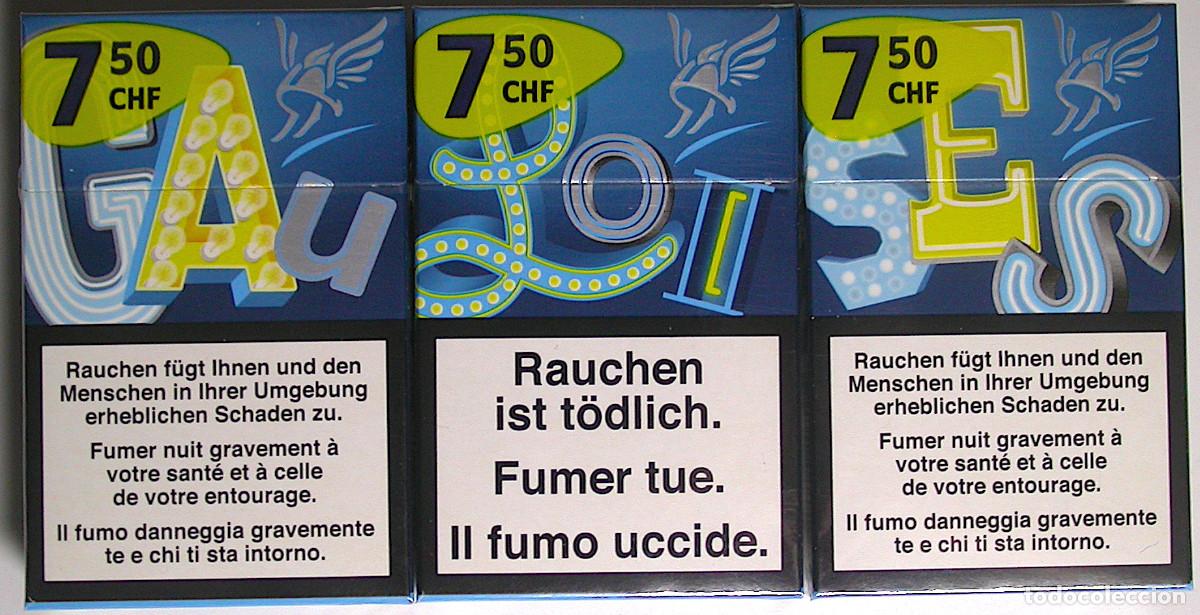 Paquetes de tabaco: Gauloises Blondes * Limited Edition * 3 unopened cigarette packs, sealed