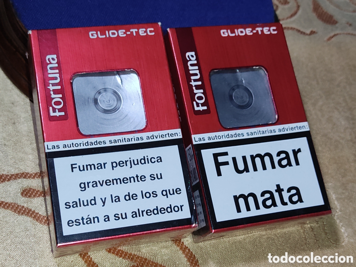 Paquetes de tabaco: Paquete de tabaco Fortuna Glide-Tec.Las 2 que se ven,vacios.