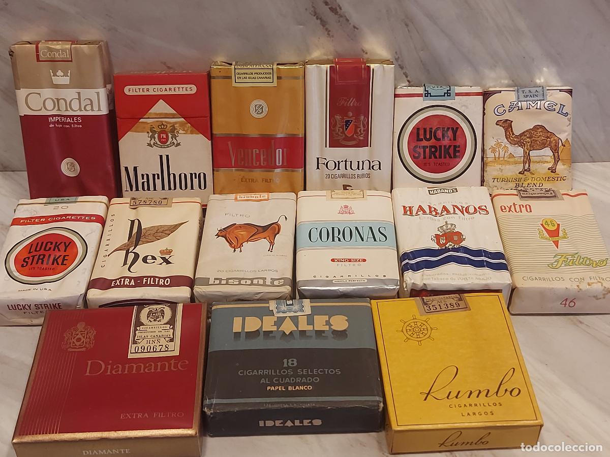 Paquetes de tabaco: LOTE 15 CAJETILLAS ANTIGUAS SIN EMPEZAR - 2 LUCKY STRIKE USA, MARLBORO, CAMEL, RUMBO | LEER