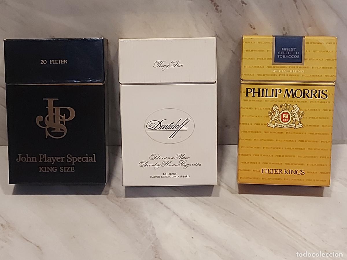 Paquetes de tabaco: LOTE 3 CAJETILLAS ANTIGUAS VAC&Iacute;AS | JPS, DAVIDOFF Y PHILIP MORRIS | BUEN ESTADO