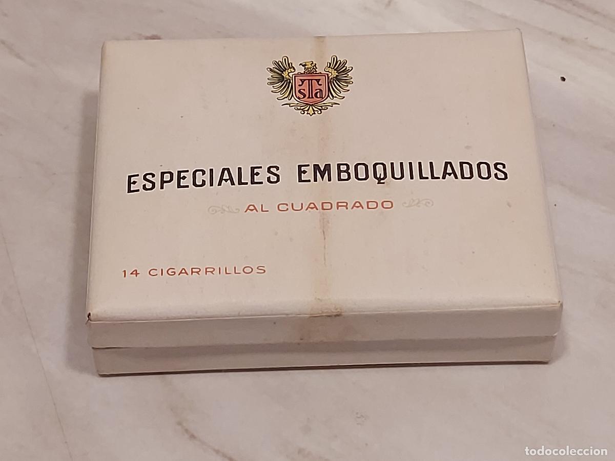 Paquetes de tabaco: ESPECIALES EMBOQUILLADOS AL CUADRADO | 14 CIGARRILLOS | TABACALERA S.A. | CAJA ANTIGUA