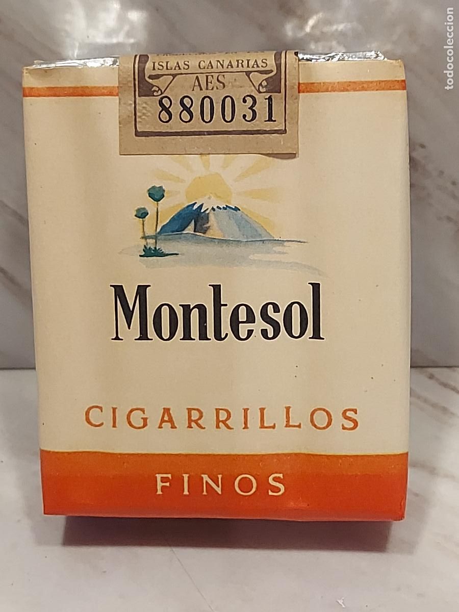 Paquetes de tabaco: ANTIGUA CAJETILLA MONTESOL | 20 CIGARRILLOS FINOS | TENERIFE | ISLAS CANARIAS | PRECINTO FISCAL