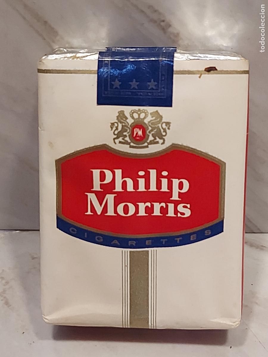 Paquetes de tabaco: ANTIGUA CAJETILLA PHILIP MORRIS | 20 CIGARRILLOS | PRECINTO AZUL | USA | COLECCIONISMO