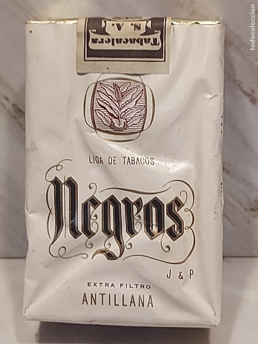 Paquetes de tabaco: ANTIGUA CAJETILLA NEGROS J&P | ANTILLANA TENERIFE | ISLAS CANARIAS | 20 CIGARRILLOS | LLENA