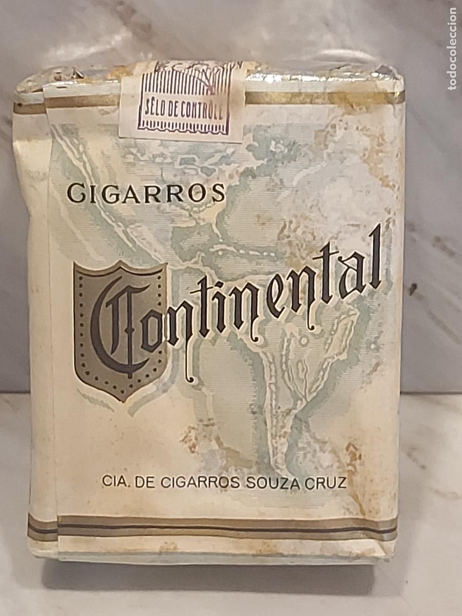 Ma&ccedil;os de tabaco: ANTIGUA CAJETILLA TABACO CONTINENTAL | SOUZA CRUZ | BRASIL | A&Ntilde;OS 50-60 | COMPLETA
