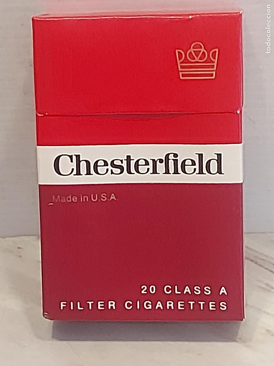 Paquetes de tabaco: ANTIGUA CAJETILLA CHESTERFIELD FILTER BOX | 20 CLASS A | MADE IN USA | PRECINTO ESPA&Ntilde;OL