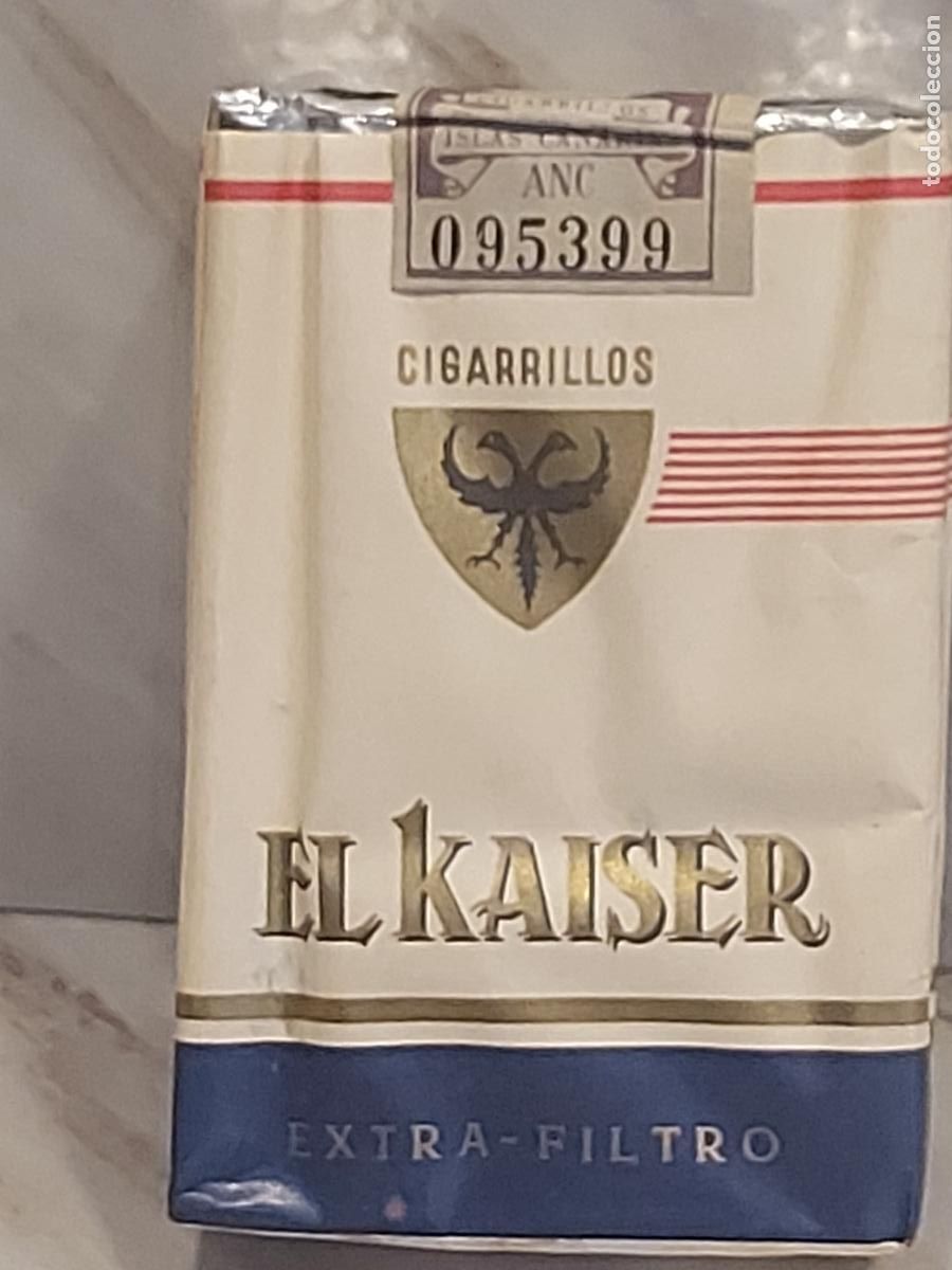 Paquetes de tabaco: EL KAISER EXTRA-FILTRO | 20 CIGARRILLOS | JOS&Eacute; MORENO ZAMORANO TENERIFE | ANTIGUA CAJETILLA CANARIA