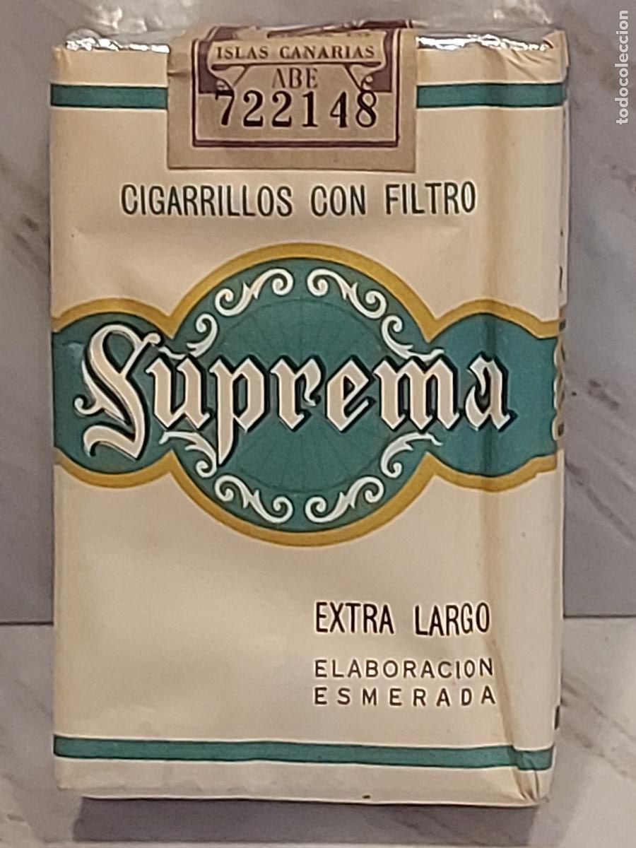Paquetes de tabaco: SUPREMA EXTRA | TENERIFE CANARIAS | 20 CIGARRILLOS EXTRA LARGOS | LLENA | TIMBRE INTACTO