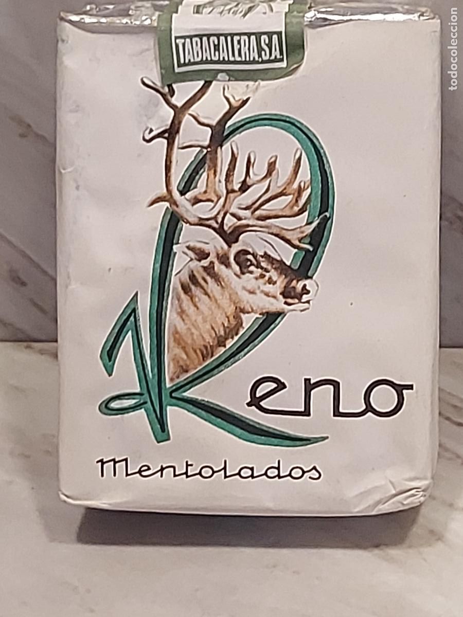 Paquetes de tabaco: ANTIGUA CAJETILLA RENO MENTOLADOS | 20 CIGARRILLOS | TABACALERA S.A. | COMPLETA