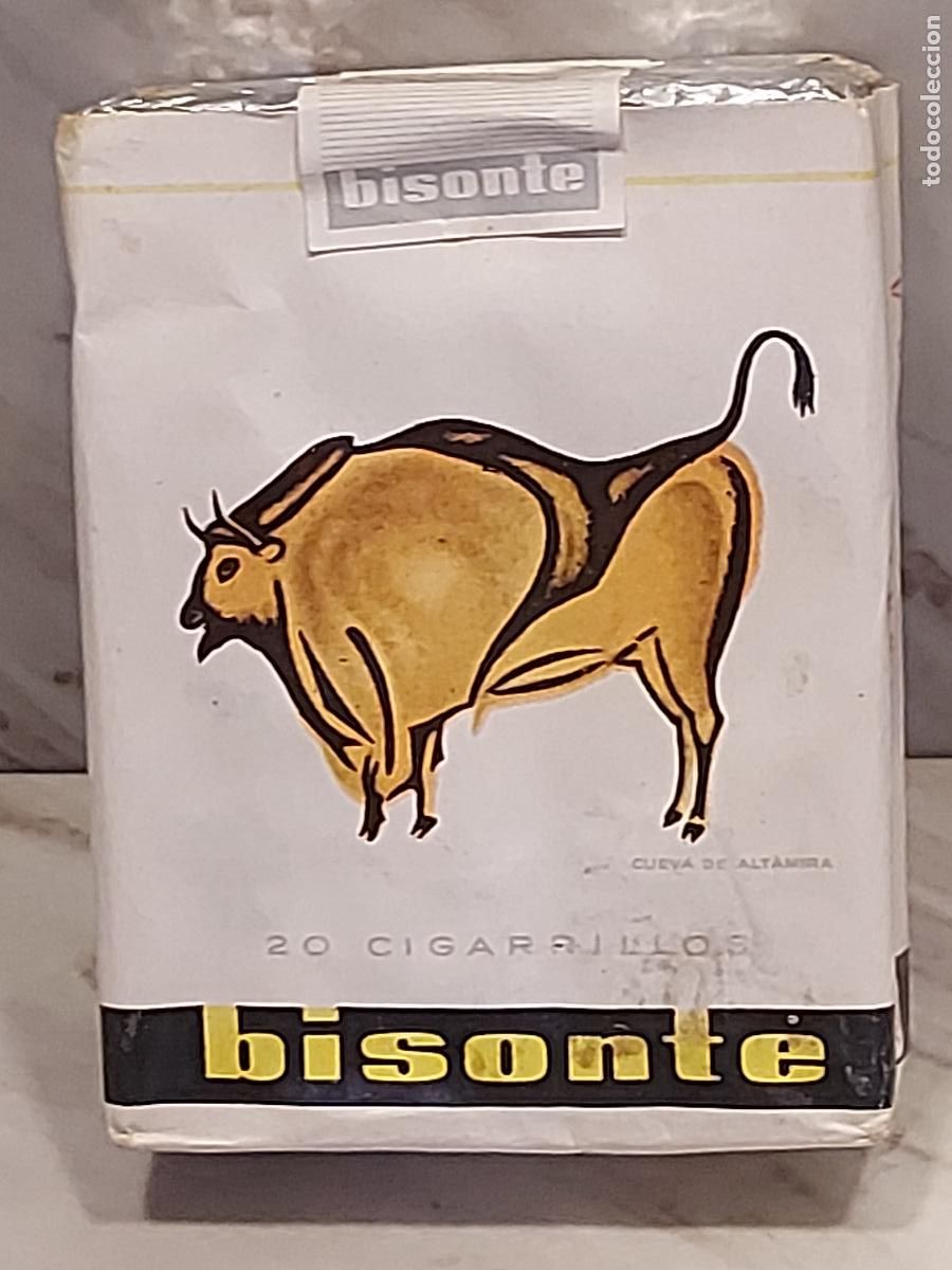 Paquetes de tabaco: ANTIGUA CAJETILLA BISONTE | TABACALERA S.A. | CUEVA DE ALTAMIRA | 20 CIGARRILLOS | COMPLETA