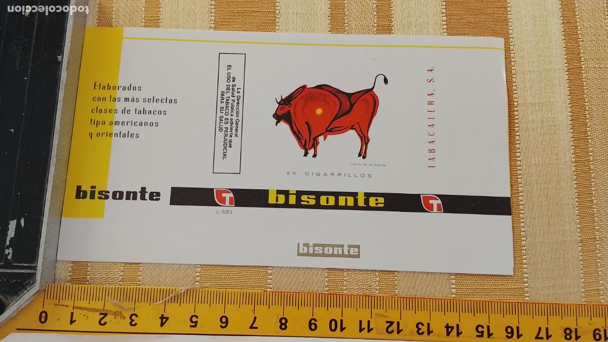 Paquetes de tabaco: ETIQUETA PRECINTO tabacalera s.a. bisonte tabaco 20 cigarrillos