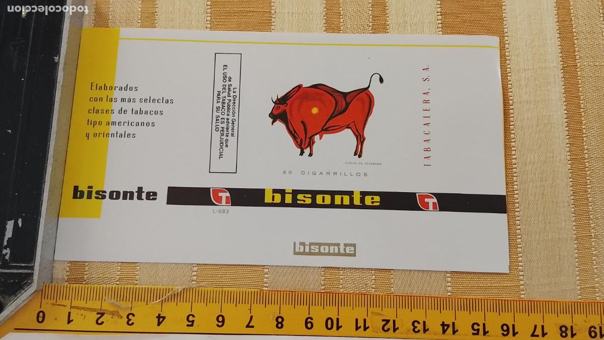 Paquetes de tabaco: ETIQUETA PRECINTO tabacalera s.a. bisonte tabaco 20 cigarrillos