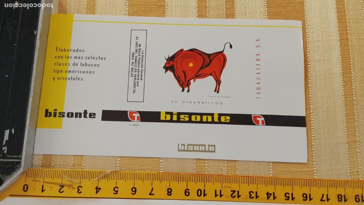 Paquetes de tabaco: ETIQUETA PRECINTO tabacalera s.a. bisonte tabaco 20 cigarrillos