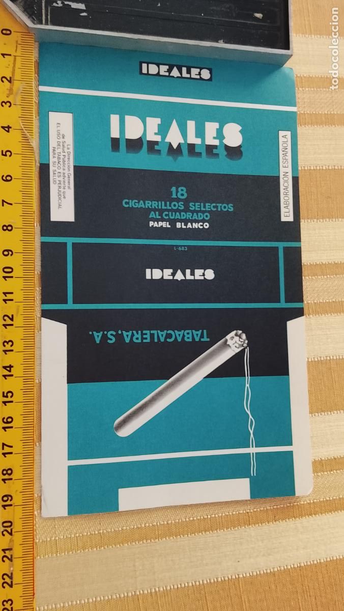 Paquetes de tabaco: 1 GRAN ETIQUETA PRECINTO ENVOLTORIO tabacalera s.a. 18 CIGARRILLOS IDEALES ELABORACION ESPA&Ntilde;OLA