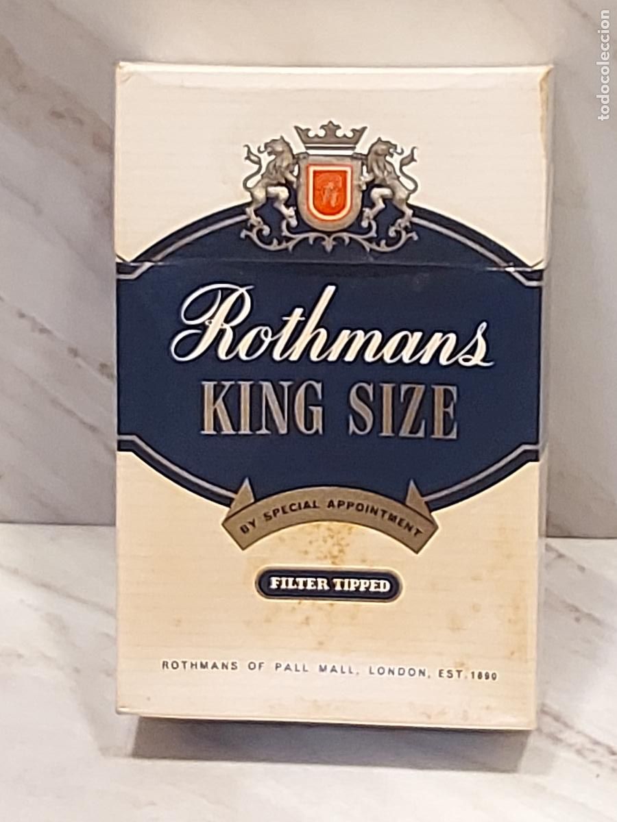 Paquetes de tabaco: ROTHMANS KING SIZE | ANTIGUA CAJETILLA | 20 CIGARRILLOS | ABIERTA | LONDON