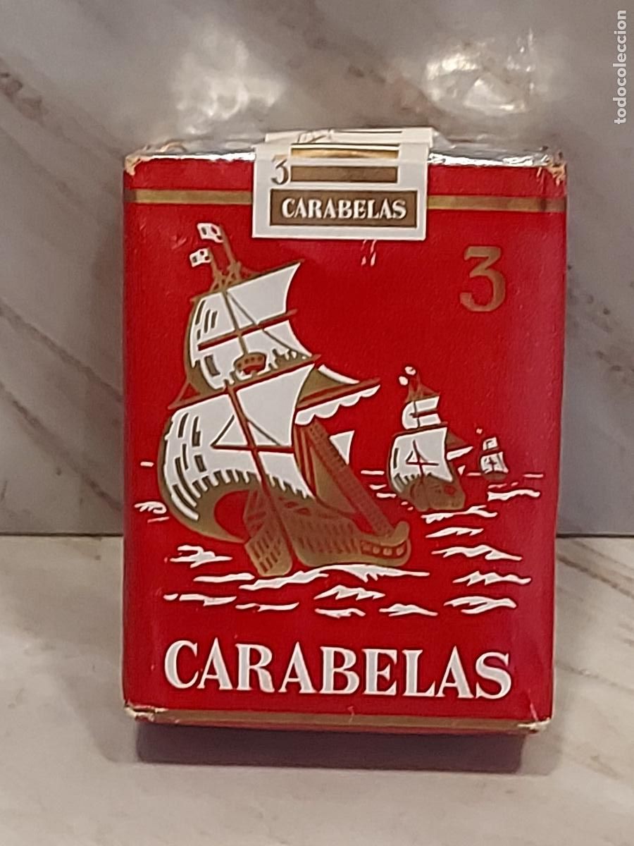 Paquetes de tabaco: 3 CARABELAS | ANTIGUA CAJETILLA DE TABACO | LLENA | TIMBRE FISCAL INTACTO | TABACALERA S.A.
