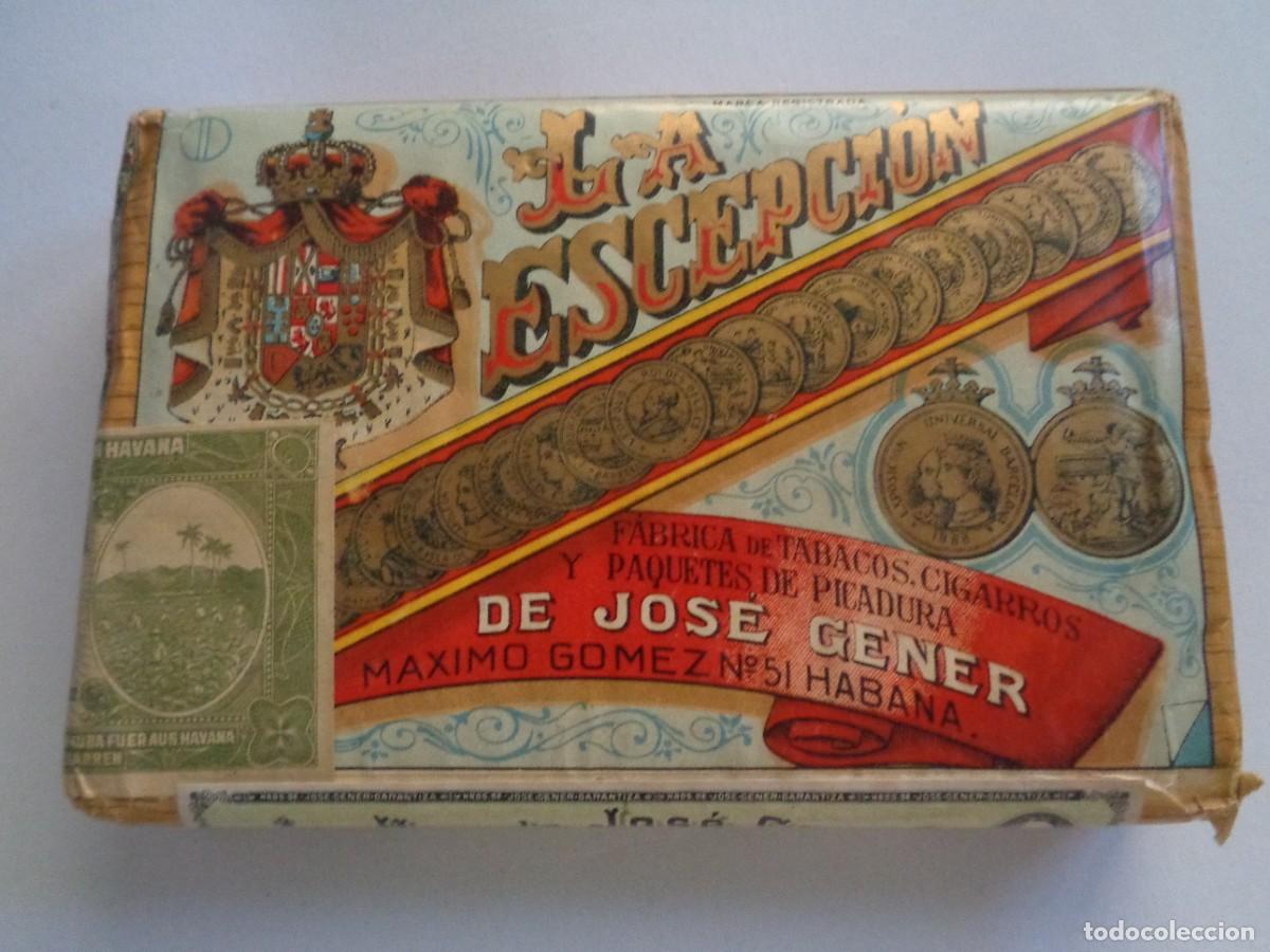 Paquetes de tabaco: PAQUETE DE PICADURA DE TABACO &uml; LA ESCEPCION &uml;, DE JOSE GENER , HABANA ( CUBA ). EPOCA ALFONSO XIII
