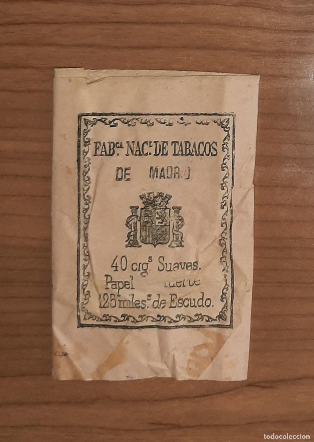Paquetes de tabaco: FABRICA NACIONAL TABACOS MADRID PAQUETE 40 CIGARRILLOS SUAVES PAPEL FUERTE 1864 - 1869