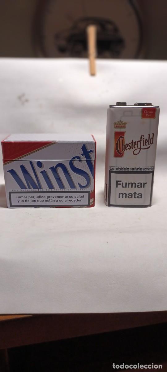 Paquetes de tabaco: LATAS DE TABACO WINSTON Y CHESTERFIELD CON TAPA. - Foto 2