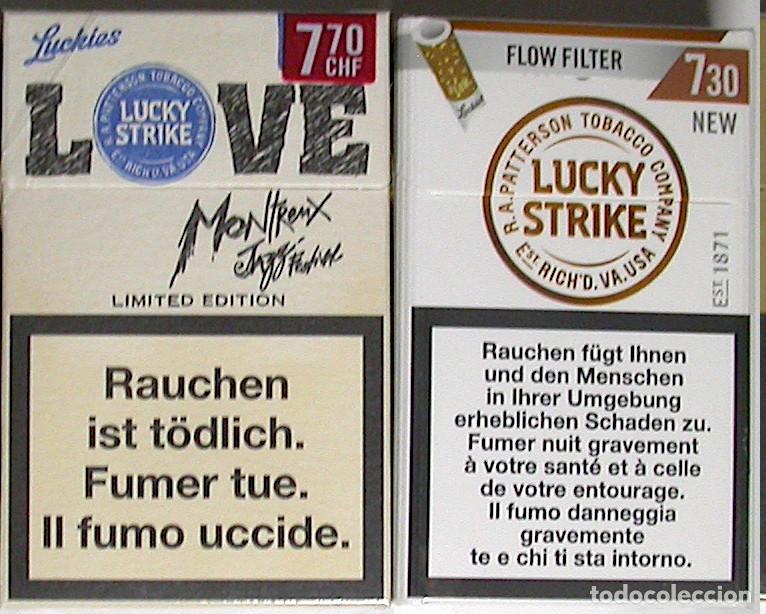 Paquetes de tabaco: Lucky Strike * 2 unopened cigarette packs, sealed