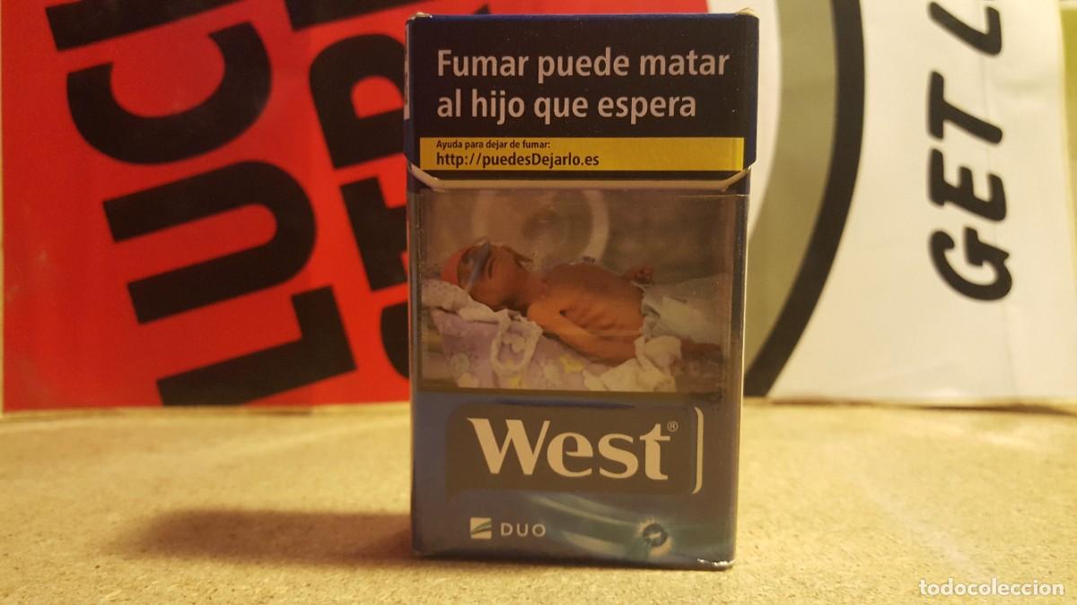Paquetes de tabaco: Paquete/cajetilla de tabaco cigarrillos/cigarros marca West duo. Vac&iacute;o, para colecci&oacute;n