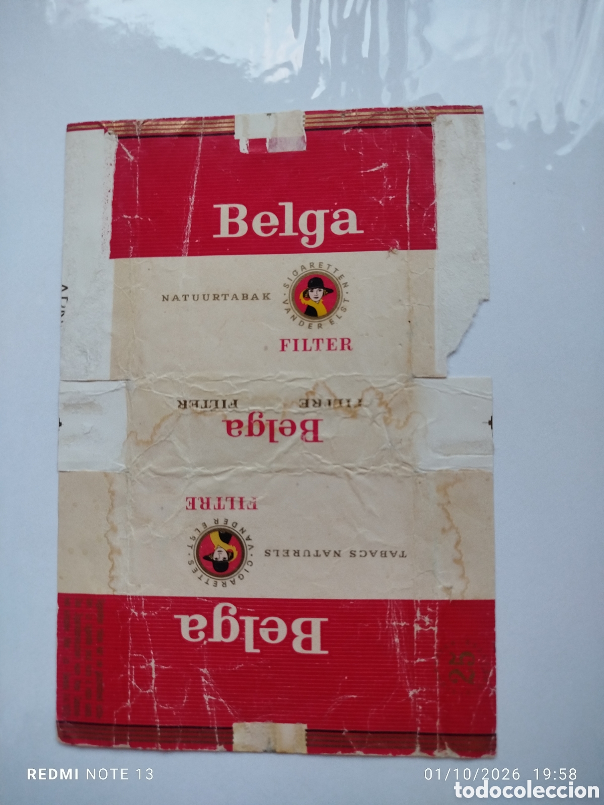 Paquetes de tabaco: antiguo paquete tabaco vacio en plancha Belga