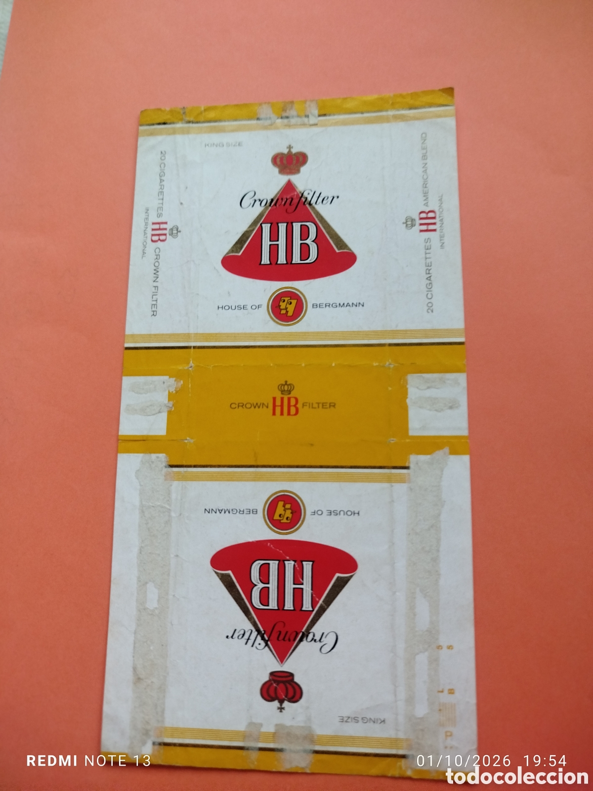 Paquetes de tabaco: antiguo paquete tabaco vacio en plancha ,HB - Foto 2