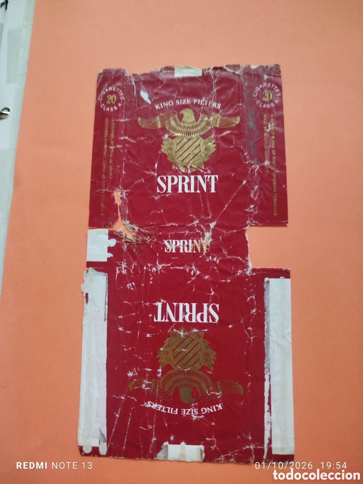 Paquetes de tabaco: antiguo paquete tabaco vacio en plancha ,SPRINT