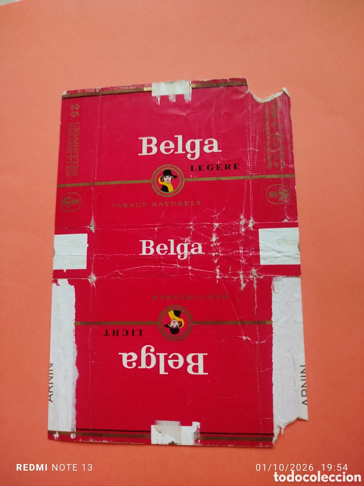 Paquetes de tabaco: antiguo paquete tabaco vacio en plancha ,Belga