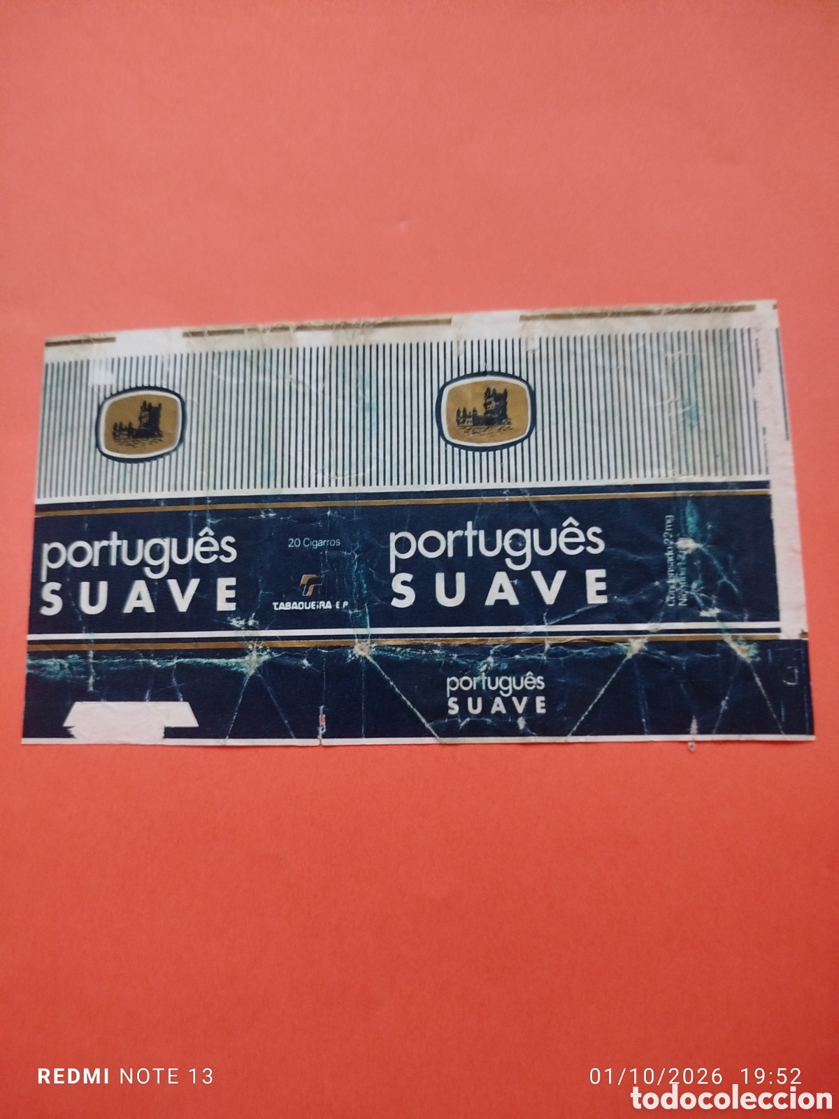 Paquetes de tabaco: antiguo paquete tabaco vacio en plancha ,PORTUGUES SUAVE