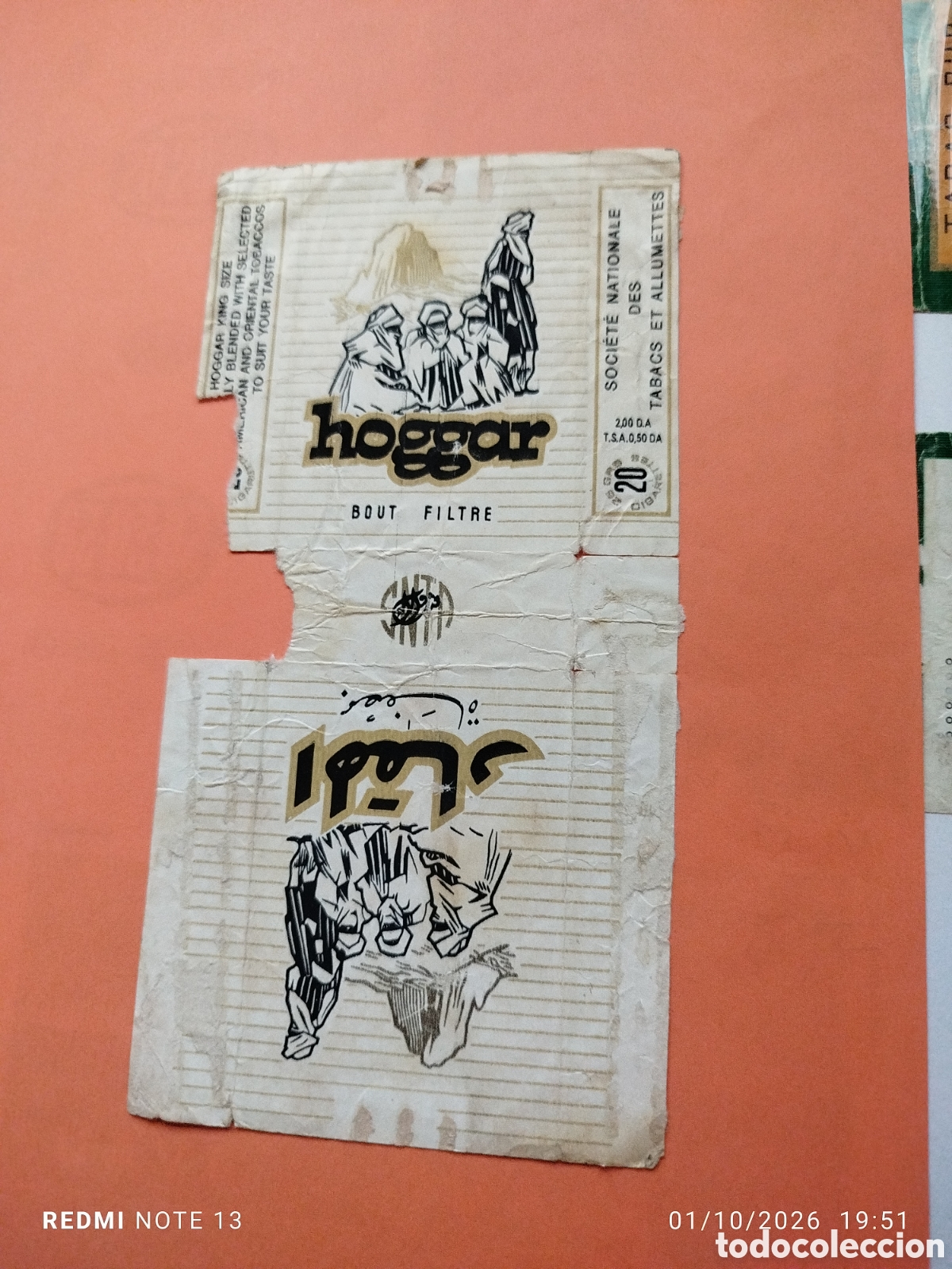 Paquetes de tabaco: antiguo paquete tabaco vacio en plancha ,Hoggar
