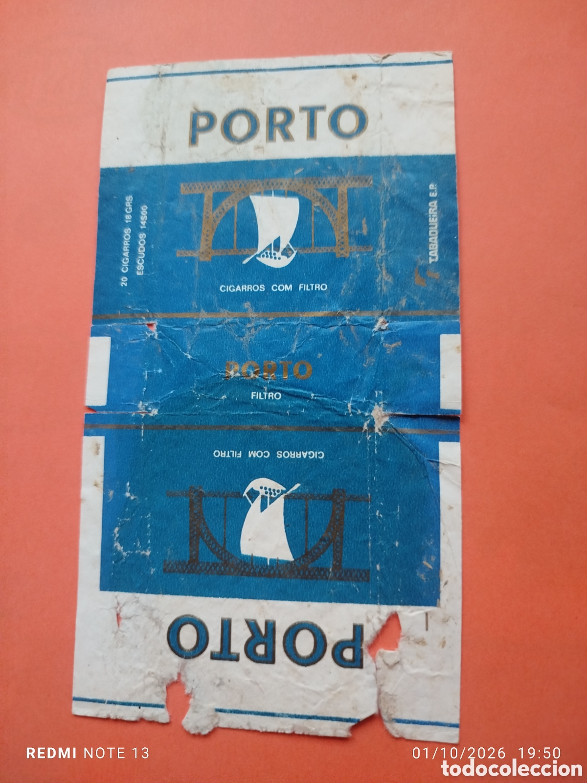 Paquetes de tabaco: antiguo paquete tabaco vacio en plancha ,PORTO. EN HORIZONTAL