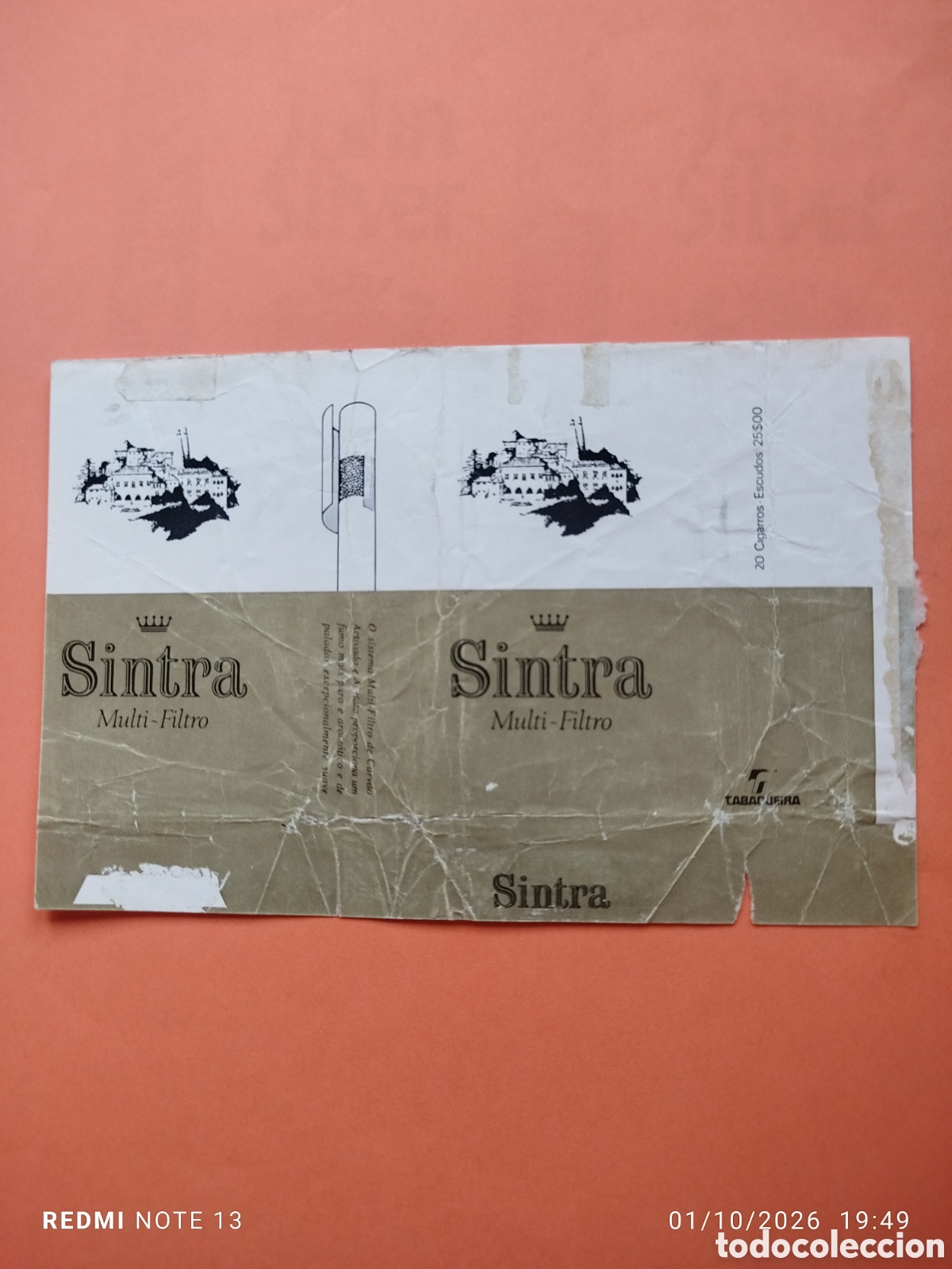 Paquetes de tabaco: antiguo paquete tabaco vacio en plancha ,Sintra