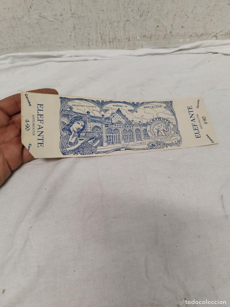 Paquetes de tabaco: Antiguo envoltorio, faja de papel de paquete de cigarrillos o tabaco de la marca Elefante Barcelona