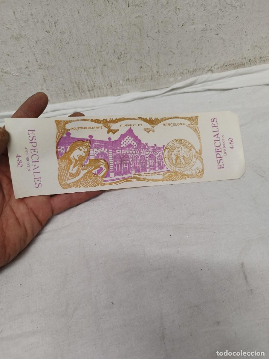 Paquetes de tabaco: Envoltorio faja antigua de paquete de cigarrillos emboquillados. Elefante King Barcelona.