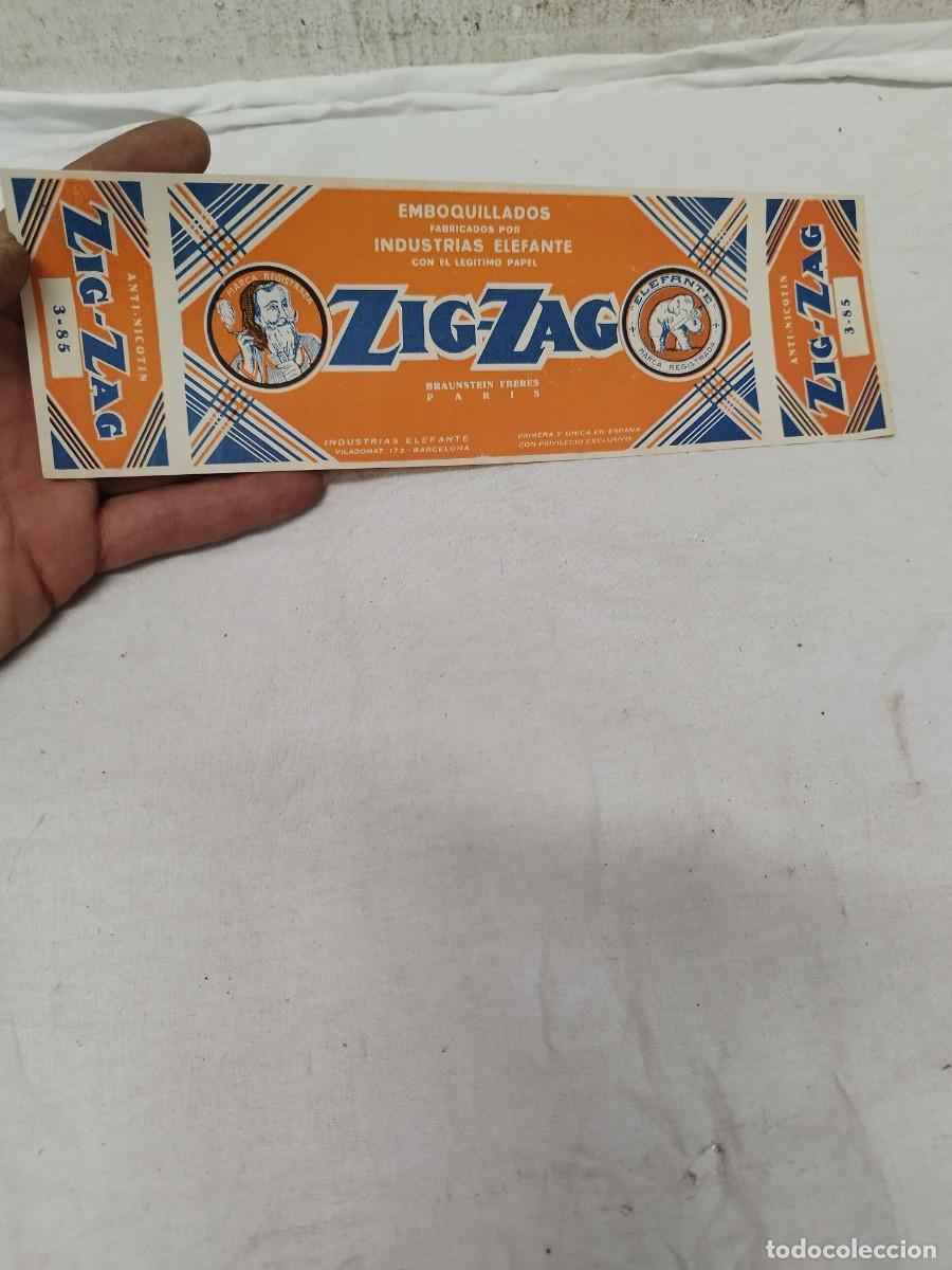 Paquetes de tabaco: Antigua faja de paquete de tabaco ZIG-ZAG. Emboquillados Elefante Barcelona.
