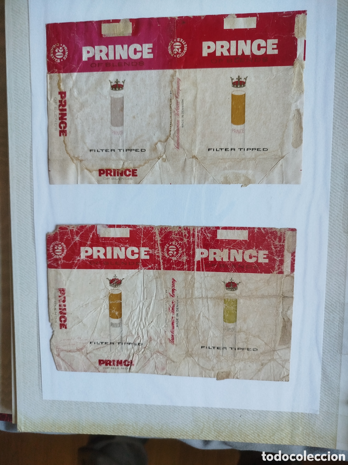 Paquetes de tabaco: Dos paquetes tabaco antiguos en plancha