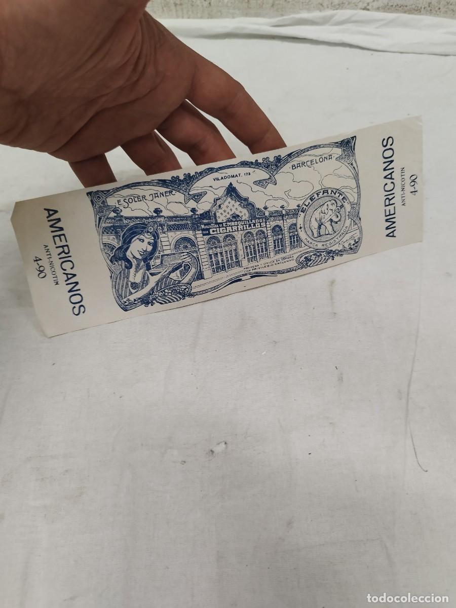 Paquetes de tabaco: Antiguo Envoltorio Paquete de Tabaco Cigarrillos Elefante Anti-Nicotin 4-90 E. Soler Janer Barcelona