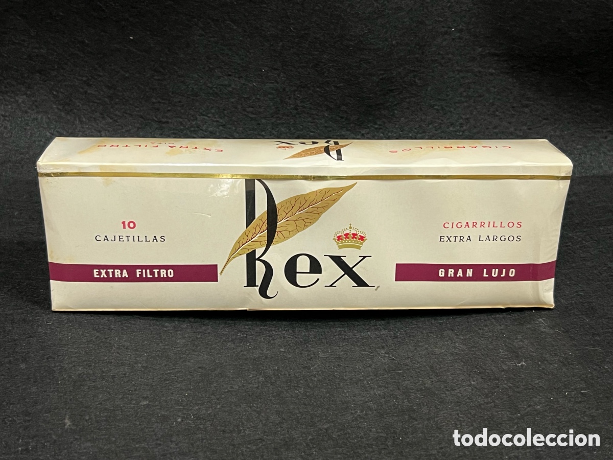Paquetes de tabaco: CART&Oacute;N DE TABACO REX 10 CAJETILLAS PAQUETE CIGARRILLOS EXTRA LARGOS PRECINTADO.