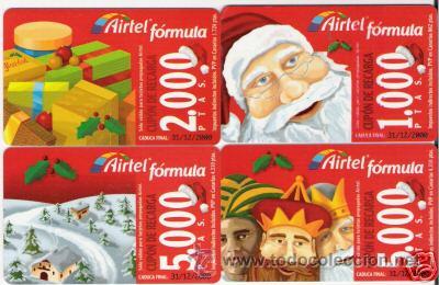 Tarjetas telef&oacute;nicas de colecci&oacute;n: AIRTEL...........4 TARJETAS NAVIDAD...............EBC+ - Foto 1