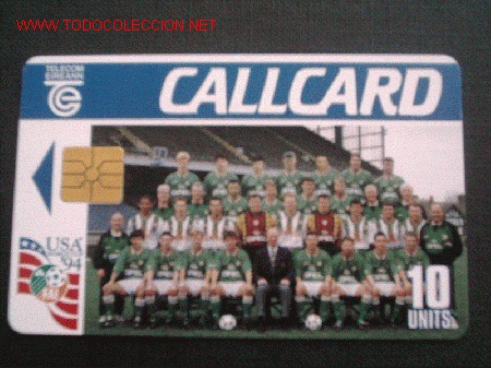 Cartes T&eacute;l&eacute;phoniques de collection: IRLANDA. CAMPEONATO DEL MUNDO DE FUTBOL 1994. EQUIPO NACIONAL