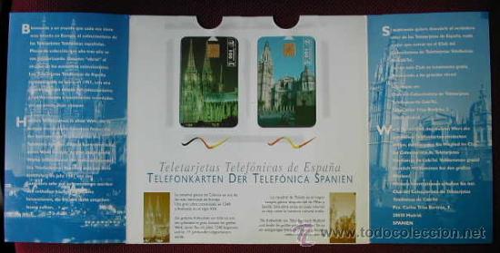 Collection telephone cards: BLISTER CON DOS TARJETAS TELEFONICAS CATEDRAL DE ESSEN Y DE TOLEDO (MUY RARO)