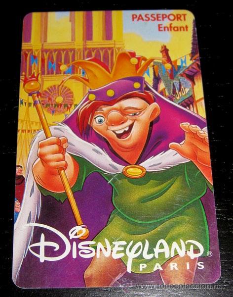 Cart&otilde;es de telefone de cole&ccedil;&atilde;o: TARJETA DE ENTRADA A DISNEYLAND PARIS PASSEPORT ENFANT - EL JOROBADO DE NOTRE DAMME