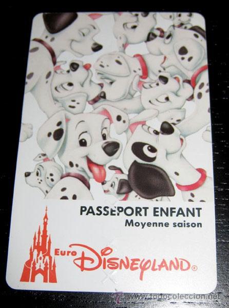 Cartes T&eacute;l&eacute;phoniques de collection: TARJETA DE ENTRADA A  EUROS DISNEYLAND PARIS PASSEPORT ENFANT - 101 DALMATAS