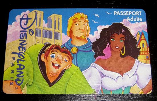 Tarjetas telef&oacute;nicas de colecci&oacute;n: TARJETA DE ENTRADA A EURO DISNEYLAND PARIS PASSEPORT ENFANT - EL JOROBADO DE NOTRE DAMME