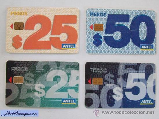 Carte telefoniche di collezione: CAMPA&Ntilde;A VALOR DE LAS TARJETAS, CUIDADO DE LOS DERECHOS. 4 TARJETAS URUGUAYAS.